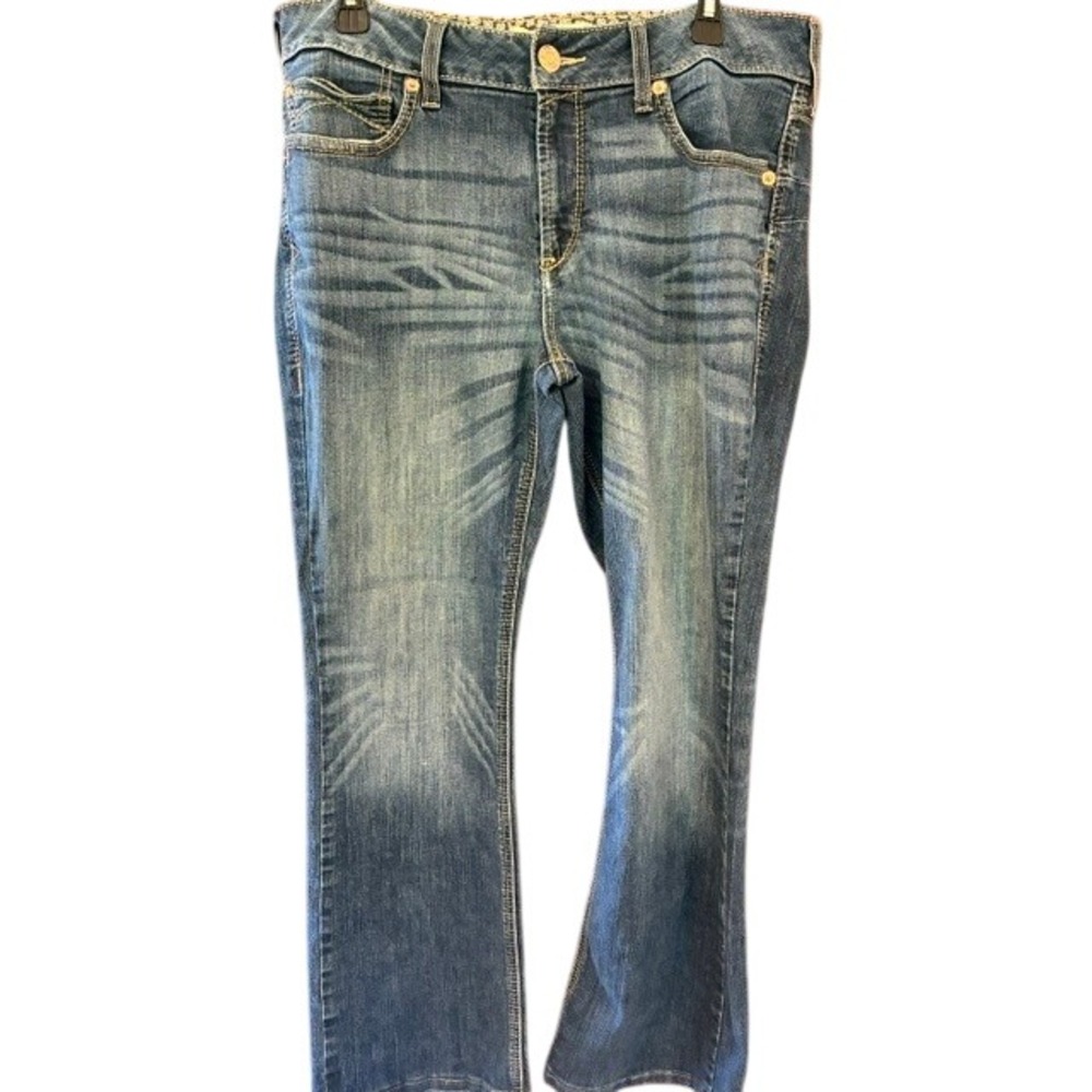 Ariat Bootcut Jeans Womens 32R Blue Excellent Embroidered Pockets Medium Wash